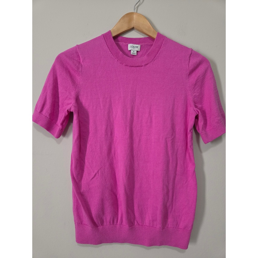 J.Crew Womens Short Sleeve Cotton Crew Neck Sweater Pink Size S